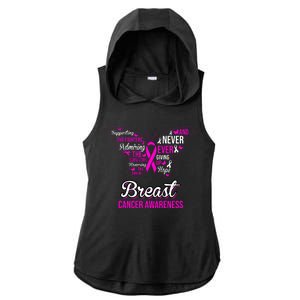 Breast Cancer Awareness Pink Butterfly Ribbon Quotes Ladies PosiCharge Tri-Blend Wicking Draft Hoodie Tank