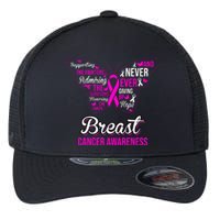 Breast Cancer Awareness Pink Butterfly Ribbon Quotes Flexfit Unipanel Trucker Cap