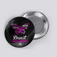 Breast Cancer Awareness Pink Butterfly Ribbon Quotes Button