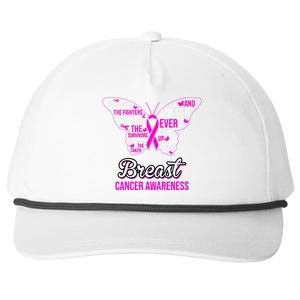 Breast Cancer Awareness Pink Butterfly Ribbon Quotes Snapback Five-Panel Rope Hat