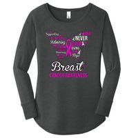 Breast Cancer Awareness Pink Butterfly Ribbon Quotes Women's Perfect Tri Tunic Long Sleeve Shirt