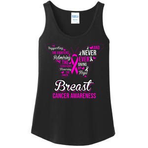 Breast Cancer Awareness Pink Butterfly Ribbon Quotes Ladies Essential Tank