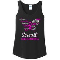 Breast Cancer Awareness Pink Butterfly Ribbon Quotes Ladies Essential Tank