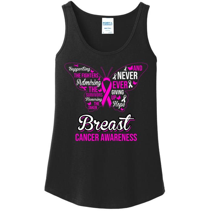 Breast Cancer Awareness Pink Butterfly Ribbon Quotes Ladies Essential Tank