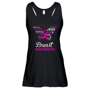 Breast Cancer Awareness Pink Butterfly Ribbon Quotes Ladies Essential Flowy Tank