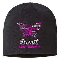 Breast Cancer Awareness Pink Butterfly Ribbon Quotes Sustainable Beanie