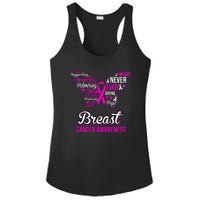 Breast Cancer Awareness Pink Butterfly Ribbon Quotes Ladies PosiCharge Competitor Racerback Tank