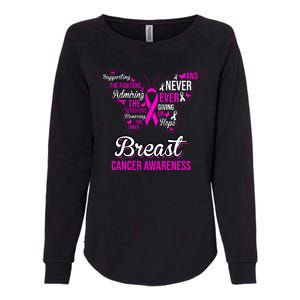 Breast Cancer Awareness Pink Butterfly Ribbon Quotes Womens California Wash Sweatshirt