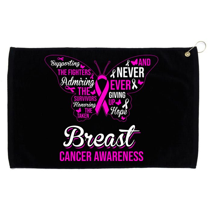 Breast Cancer Awareness Pink Butterfly Ribbon Quotes Grommeted Golf Towel