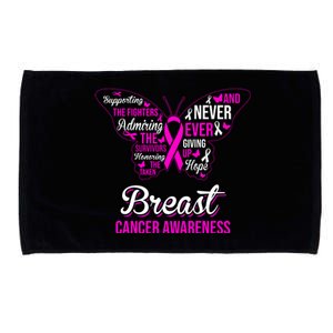 Breast Cancer Awareness Pink Butterfly Ribbon Quotes Microfiber Hand Towel