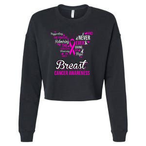 Breast Cancer Awareness Pink Butterfly Ribbon Quotes Cropped Pullover Crew