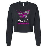 Breast Cancer Awareness Pink Butterfly Ribbon Quotes Cropped Pullover Crew