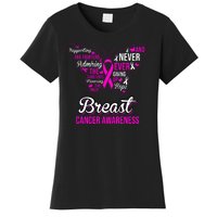 Breast Cancer Awareness Pink Butterfly Ribbon Quotes Women's T-Shirt