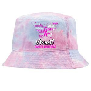 Breast Cancer Awareness Pink Butterfly Ribbon Quotes Tie-Dyed Bucket Hat