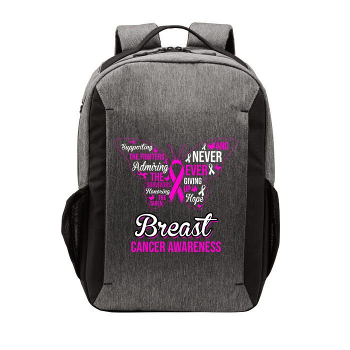 Breast Cancer Awareness Pink Butterfly Ribbon Quotes Vector Backpack