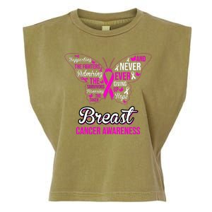 Breast Cancer Awareness Pink Butterfly Ribbon Quotes Garment-Dyed Women's Muscle Tee