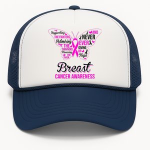 Breast Cancer Awareness Pink Butterfly Ribbon Quotes Trucker Hat