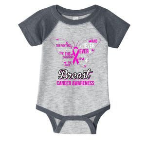 Breast Cancer Awareness Pink Butterfly Ribbon Quotes Infant Baby Jersey Bodysuit