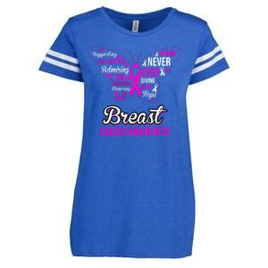 Breast Cancer Awareness Pink Butterfly Ribbon Quotes Enza Ladies Jersey Football T-Shirt