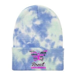 Breast Cancer Awareness Pink Butterfly Ribbon Quotes Tie Dye 12in Knit Beanie