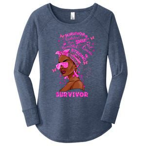 Breast Cancer Awareness Survivor Black Melanin Warrior Gift Women's Perfect Tri Tunic Long Sleeve Shirt