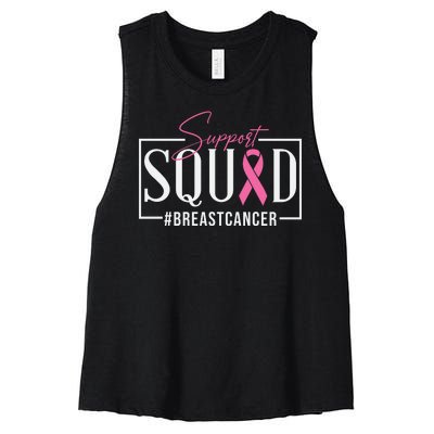 Breast Cancer Awareness Support Squad #Breastcancer Pink Ribbon Cancer Gifts Women's Racerback Cropped Tank