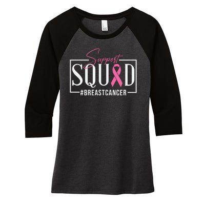 Breast Cancer Awareness Support Squad #Breastcancer Pink Ribbon Cancer Gifts Women's Tri-Blend 3/4-Sleeve Raglan Shirt