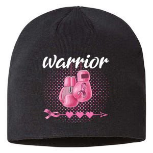 Breast Cancer Awareness Pink Boxing Gloves Warrior Sustainable Beanie