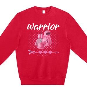 Breast Cancer Awareness Pink Boxing Gloves Warrior Premium Crewneck Sweatshirt