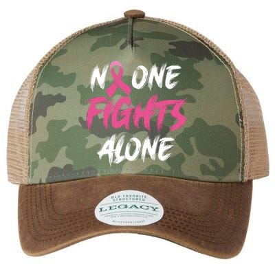 Breast Cancer Awareness Pink Ribbon No One Fight Alone Legacy Tie Dye Trucker Hat