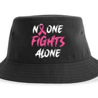 Breast Cancer Awareness Pink Ribbon No One Fight Alone Sustainable Bucket Hat