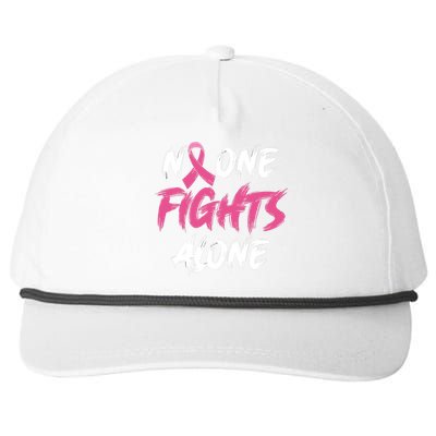 Breast Cancer Awareness Pink Ribbon No One Fight Alone Snapback Five-Panel Rope Hat