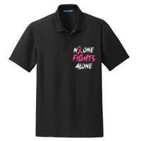 Breast Cancer Awareness Pink Ribbon No One Fight Alone Dry Zone Grid Polo