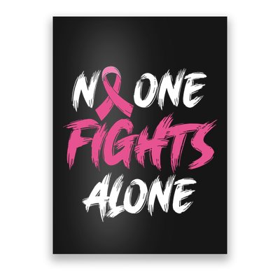 Breast Cancer Awareness Pink Ribbon No One Fight Alone Poster