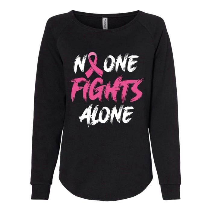 Breast Cancer Awareness Pink Ribbon No One Fight Alone Womens California Wash Sweatshirt