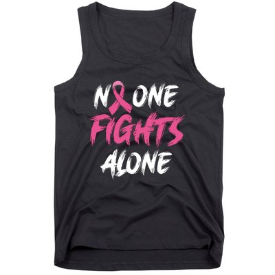 Breast Cancer Awareness Pink Ribbon No One Fight Alone Tank Top