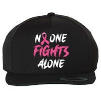 Breast Cancer Awareness Pink Ribbon No One Fight Alone Wool Snapback Cap