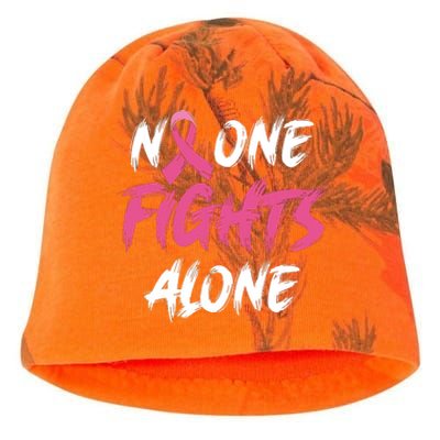 Breast Cancer Awareness Pink Ribbon No One Fight Alone Kati - Camo Knit Beanie