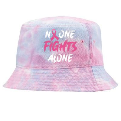 Breast Cancer Awareness Pink Ribbon No One Fight Alone Tie-Dyed Bucket Hat