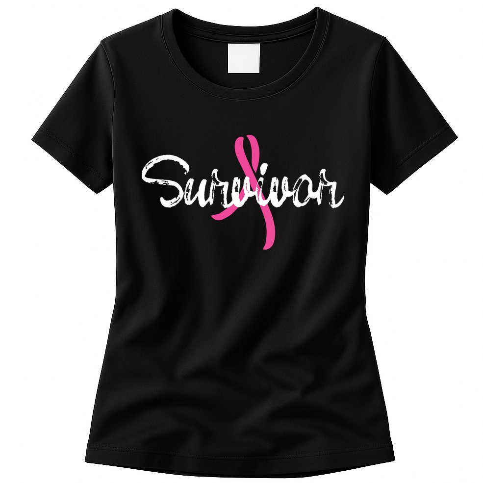 Breast Cancer Awareness Survivor Pink Ribbon Gift Womens T-Shirt