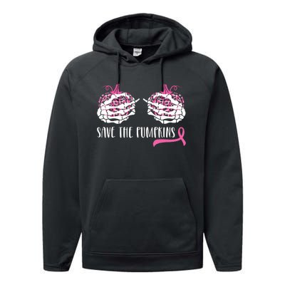 Breast Cancer Awareness Save The Pumpkins Halloween Costume Performance Fleece Hoodie