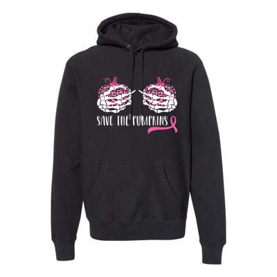 Breast Cancer Awareness Save The Pumpkins Halloween Costume Premium Hoodie