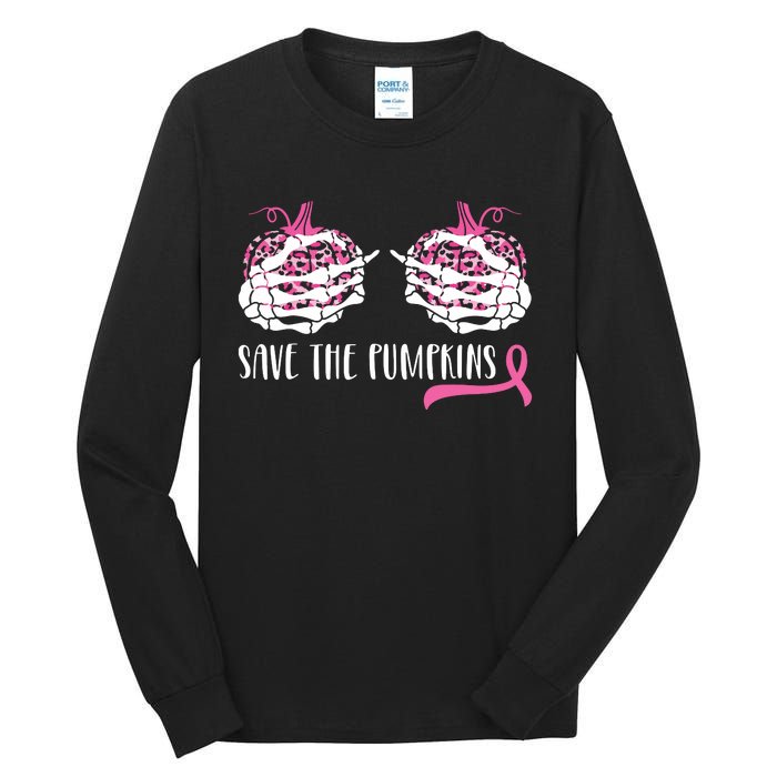 Breast Cancer Awareness Save The Pumpkins Halloween Costume Tall Long Sleeve T-Shirt