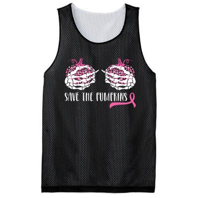 Breast Cancer Awareness Save The Pumpkins Halloween Costume Mesh Reversible Basketball Jersey Tank