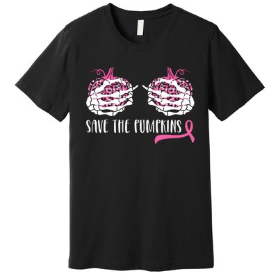 Breast Cancer Awareness Save The Pumpkins Halloween Costume Premium T-Shirt