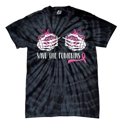 Breast Cancer Awareness Save The Pumpkins Halloween Costume Tie-Dye T-Shirt