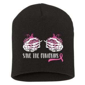 Breast Cancer Awareness Save The Pumpkins Halloween Costume Short Acrylic Beanie