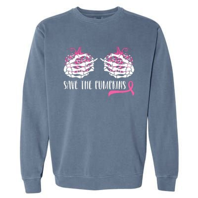 Breast Cancer Awareness Save The Pumpkins Halloween Costume Garment-Dyed Sweatshirt