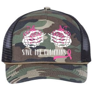 Breast Cancer Awareness Save The Pumpkins Halloween Costume Retro Rope Trucker Hat Cap