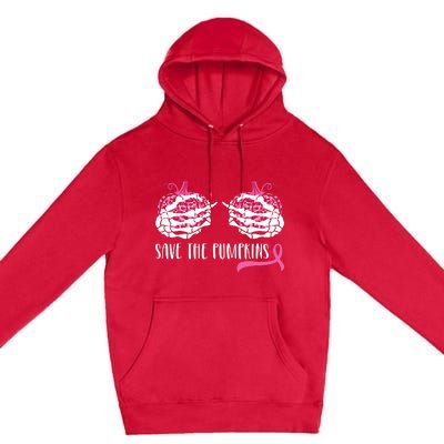 Breast Cancer Awareness Save The Pumpkins Halloween Costume Premium Pullover Hoodie